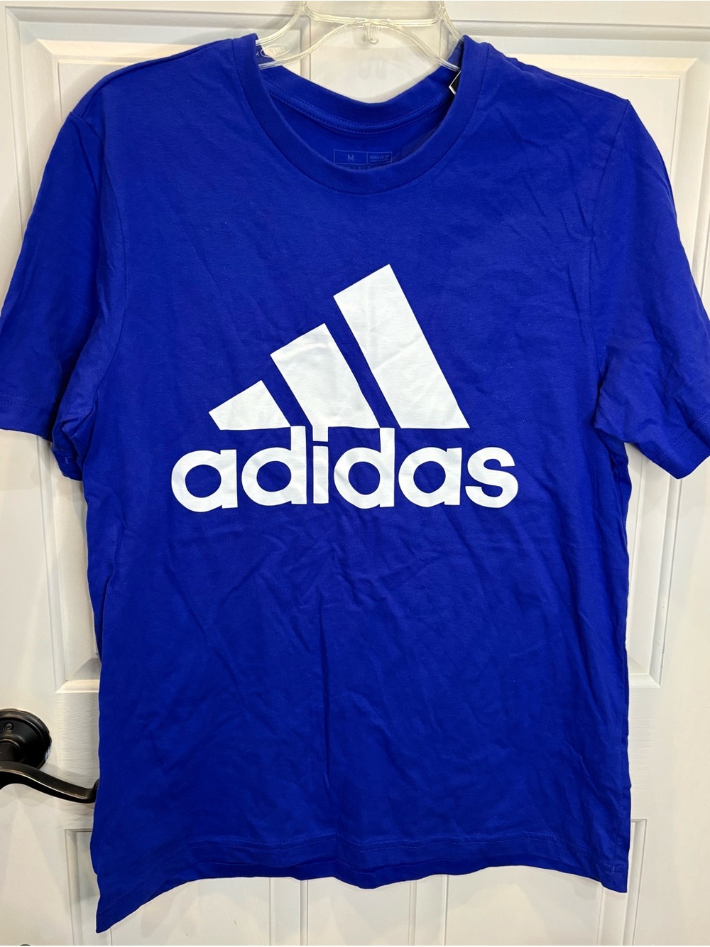 adidas Men’s T-Shirt M Blue Regular Fit Crew Neck Cotton Logo Graphic Print
